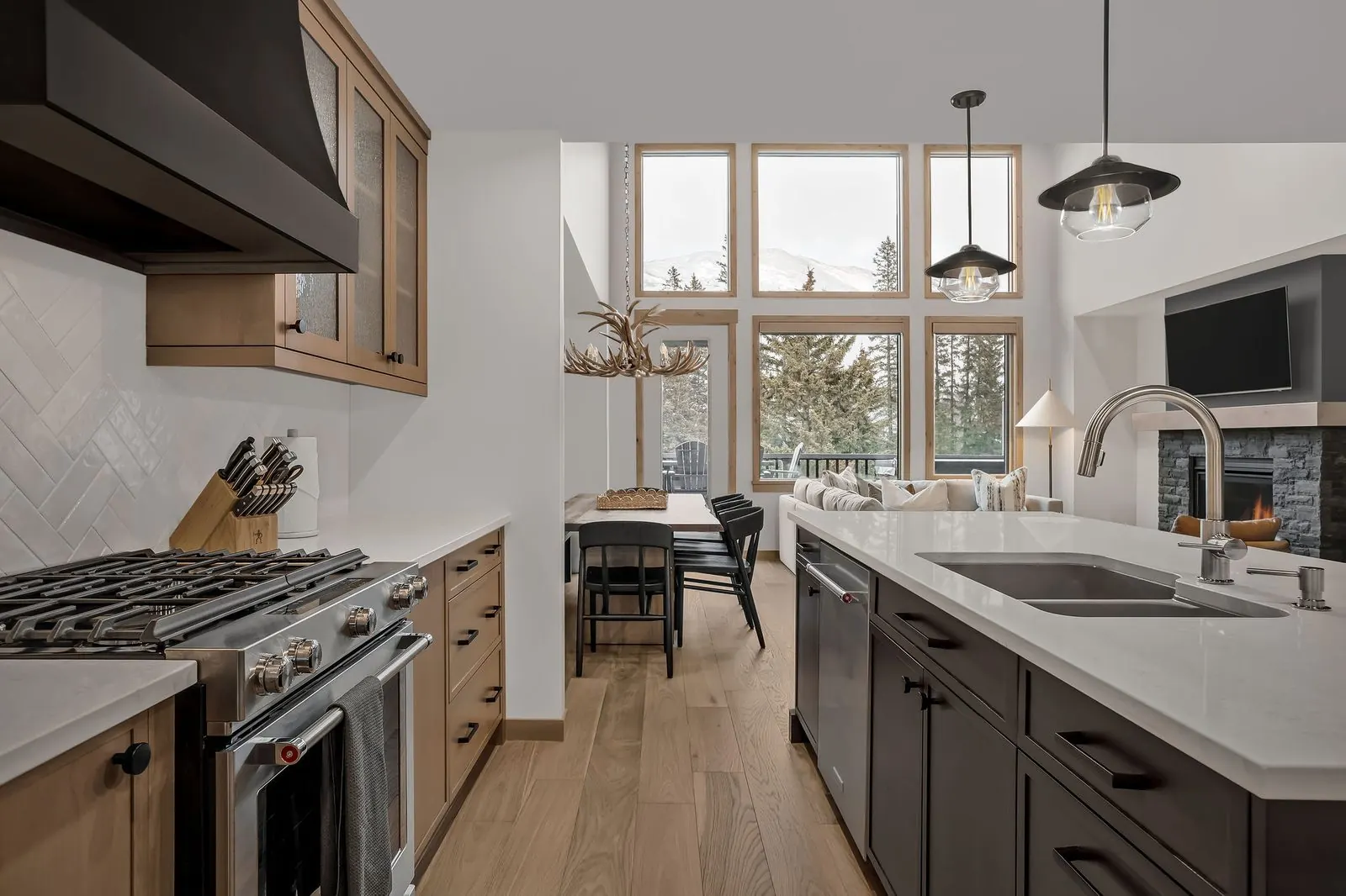 Chef’s kitchen with mountain views