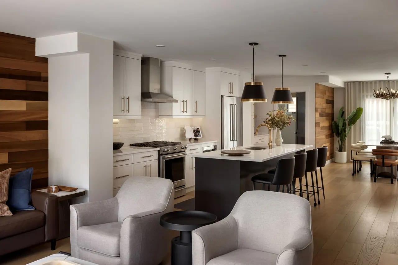 Modern kitchen and dining space in a Canmore home